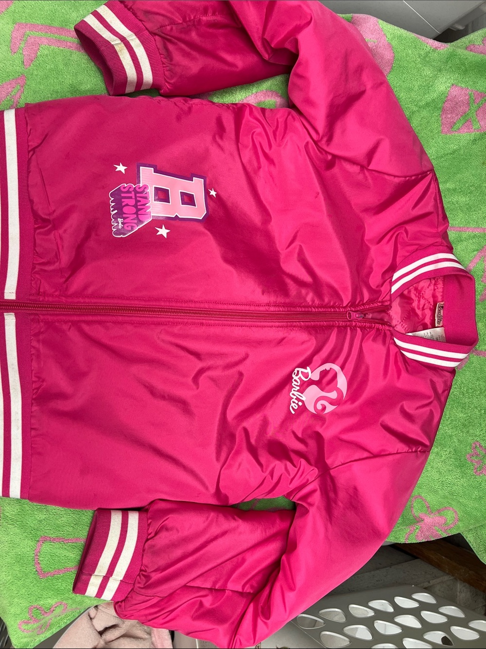 Barbie Hot Pink Logo Bomber Jacket